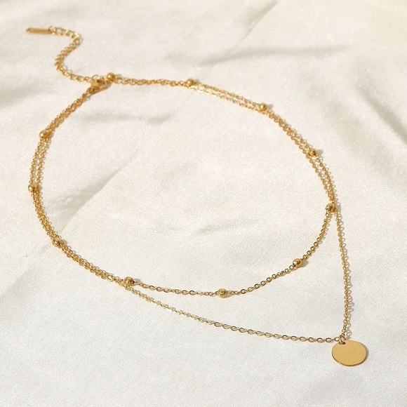18K Gold Plated Minimalist Double Layer Necklace - Picture 8 of 10